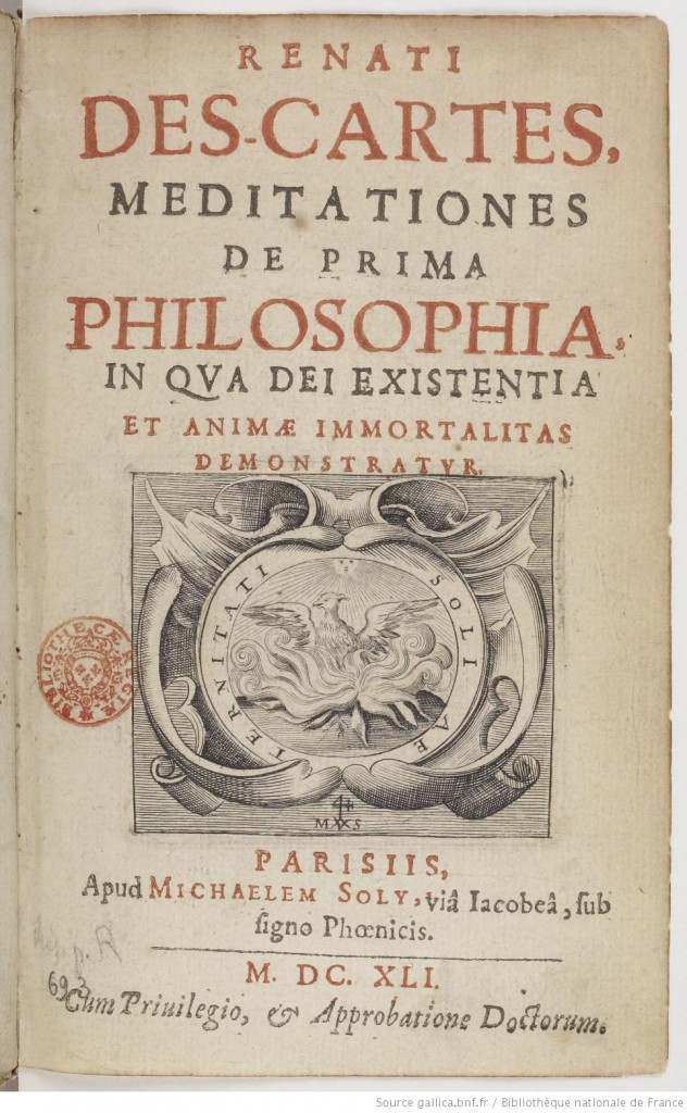 Descartes' First Book Print on Meditations